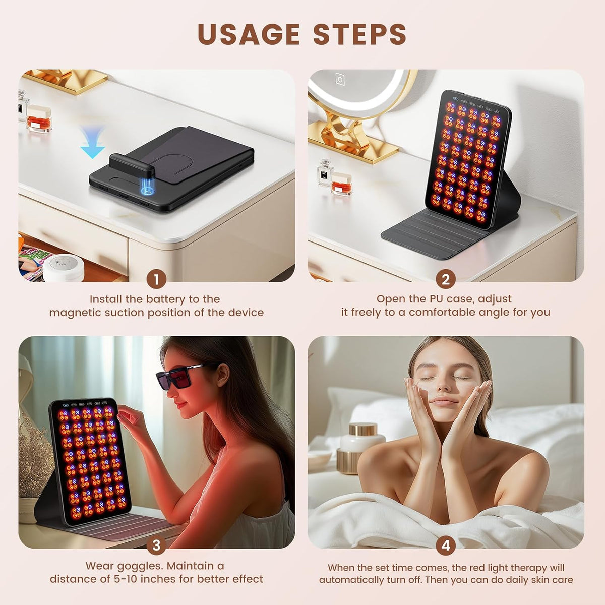 Portable Red Light Therapy with Protective Goggles