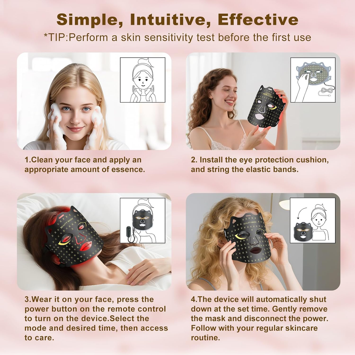 Red Light Therapy Face Mask, - Portable 7 Color Mode