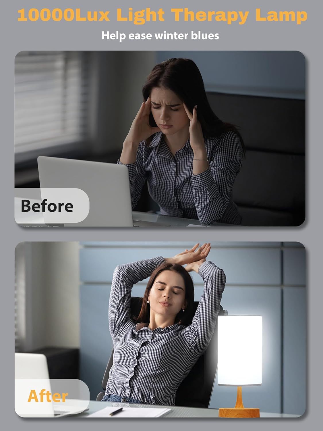 Light Therapy Lamp | 10000 Lux Daylight Lamp with 3 Color Temperatures