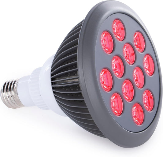Red Light Therapy, 660Nm 850Nm, 12 Dual Chip Leds, Portable and Targeted High Irradiance for Skin, Pain Relief, Anti-Aging, Muscle Recovery, Sleep - Power Cord & Base Included, HG24