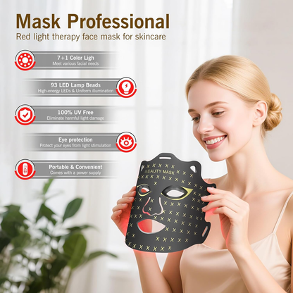 Red Light Therapy Face Mask, - Portable 7 Color Mode