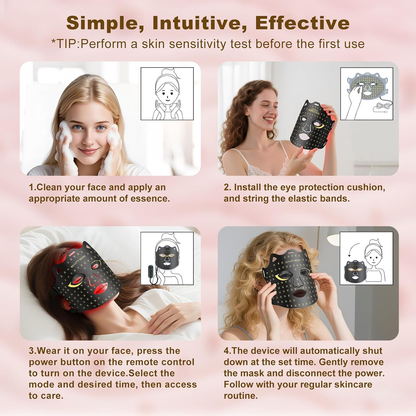 Red Light Therapy Face Mask, - Portable 7 Color Mode