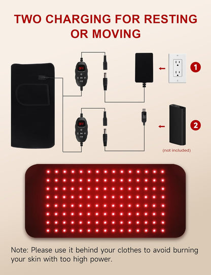 120 Leds Red Light Therapy Belt with 5 Levels Vibration Massage, Pulsed Controller Infrared Light Therapy Wrap for Body Waist Back Muscle Pain Relief, Improve Healing,Black