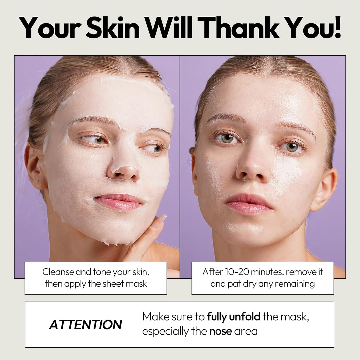 Collagen Sheet Mask - Firming & Age-Defying Face Masks with Collagen Peptides