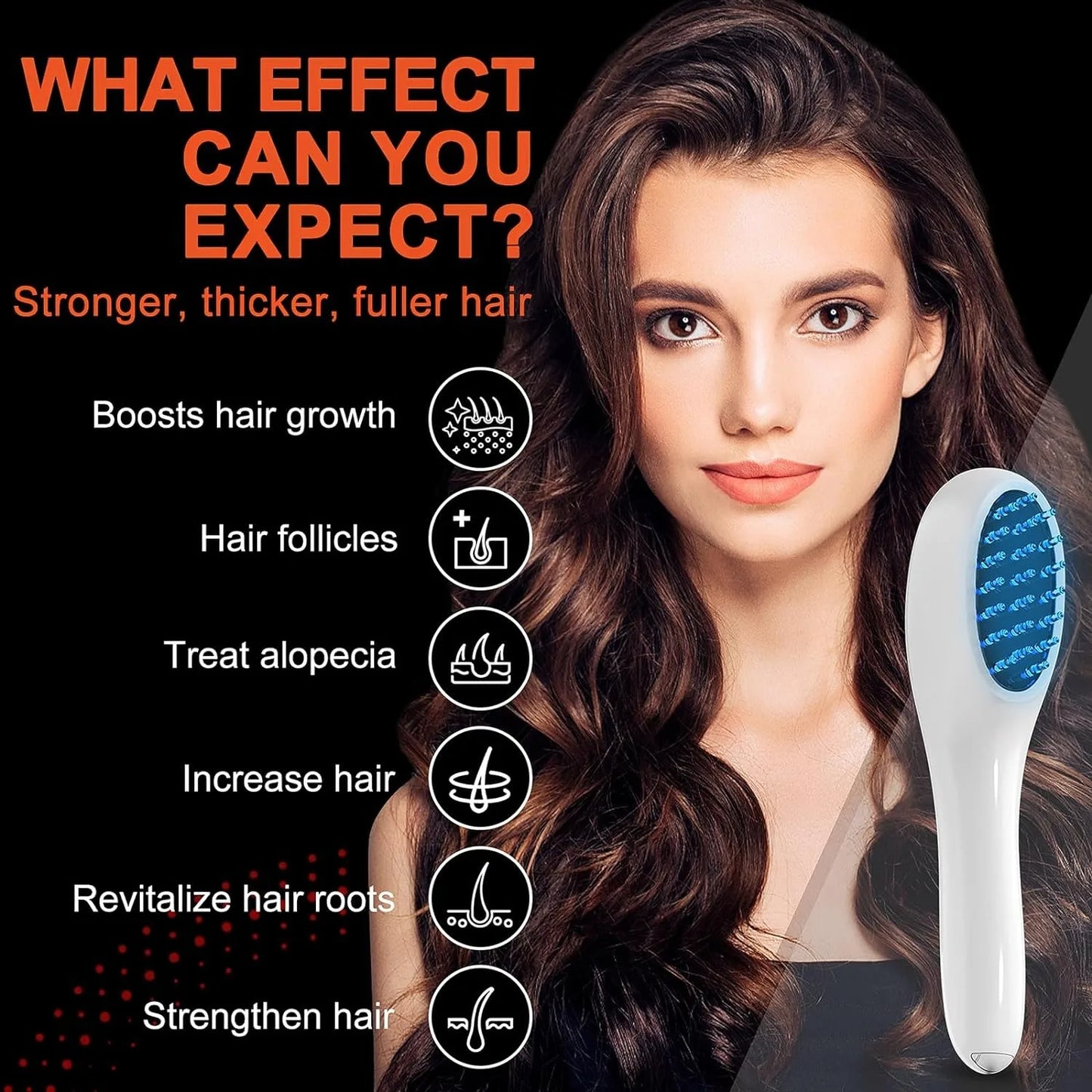 Electric Laser Hair Growth Comb anti Hair Loss Therapy Comb Infrared 650Nm 470Nm LED Red Light Vibration Massage Hair Care Brush